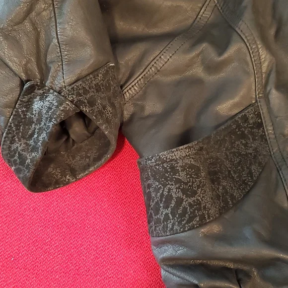 Winlit Black leather dolman batwing sleeve jacket moto Large - Picture 8 of 10
